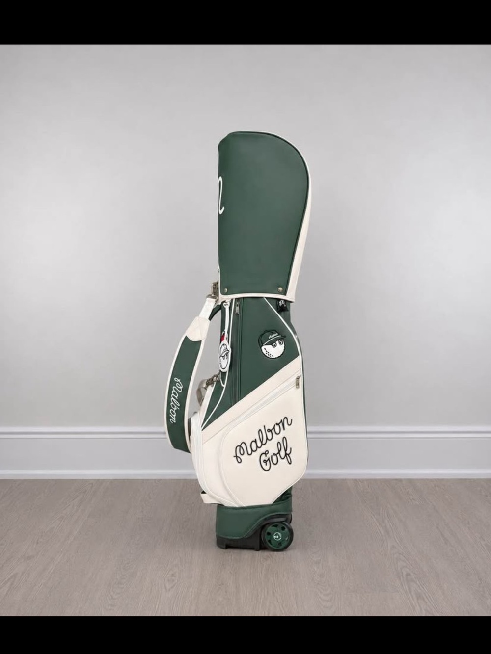 Malbon Golf Cart Bag | Premium PU Leather | Green & White Tour Edition